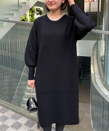 NOLLEY’S | ◇【WEB限定】《手洗い可能》パール付き片畦ニットワンピース(ワンピース)