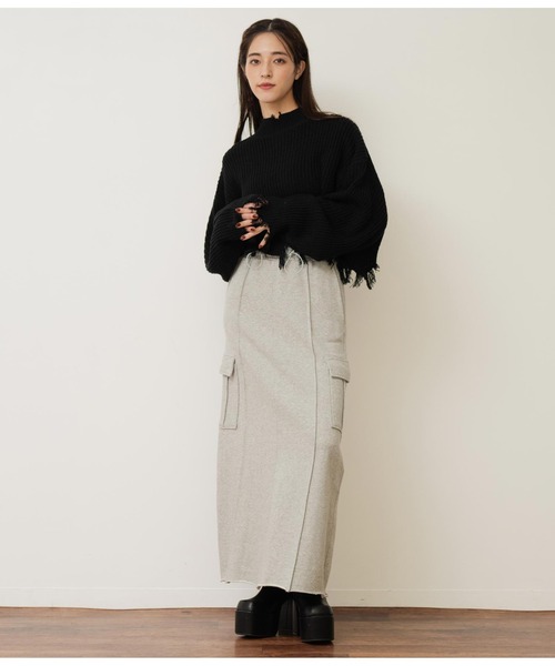 ANAP（アナップ）の「ダメージクロップドニットトップス（ニット/セーター・レディース・ピンク/ブルー/アイボリー/ブラック/ブラック×ホワイト/ホワイト系その他・FREE）」の14枚目の写真