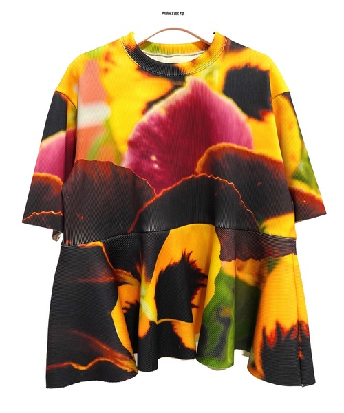 NON TOKYO（ノントーキョー）の「PRINT RIB FLARE HALF SLEEVE C