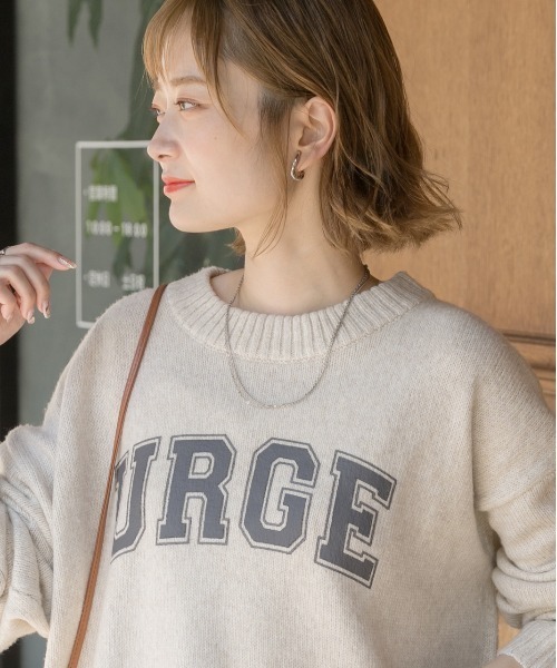 ad thie(アドティエ)の「カレッジロゴ メランジルーズニット(ニット/セーター・レディース・ベージュ/ブラック/アイボリー/ピンク/ブルー/杢グレー・FREE)」の19枚目の写真