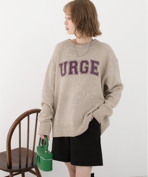 ad thie(アドティエ)の「カレッジロゴ メランジルーズニット(ニット/セーター・レディース・ベージュ/ブラック/アイボリー/ピンク/ブルー/杢グレー・FREE)」の17枚目の写真