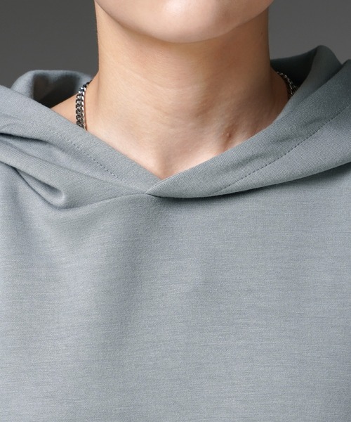 Confirm（コンファーム）の「ドレープとろみ ビッグシルエット ダンボールニット プルオーバーパーカー フーディー【Confirm】（パーカー・メンズ・ホワイト/ミント/ブラック/チャコールグレー・L/M）」の13枚目の写真