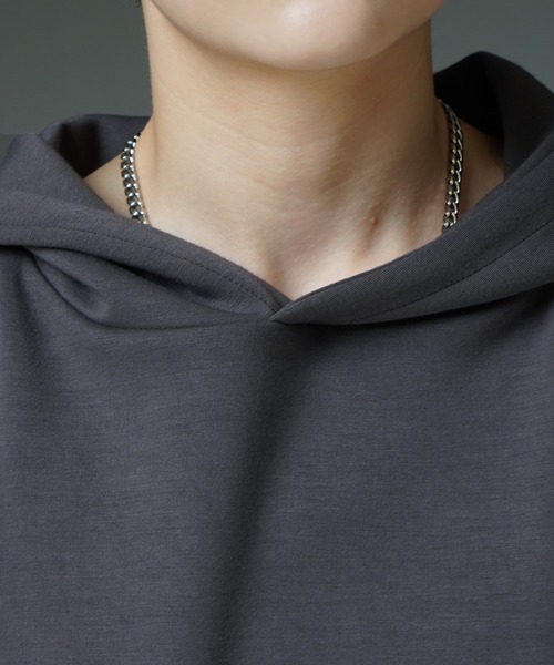 Confirm（コンファーム）の「ドレープとろみ ビッグシルエット ダンボールニット プルオーバーパーカー フーディー【Confirm】（パーカー・メンズ・ホワイト/ミント/ブラック/チャコールグレー・L/M）」の19枚目の写真