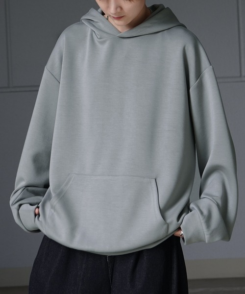 Confirm（コンファーム）の「ドレープとろみ ビッグシルエット ダンボールニット プルオーバーパーカー フーディー【Confirm】（パーカー・メンズ・ホワイト/ミント/ブラック/チャコールグレー・L/M）」の12枚目の写真