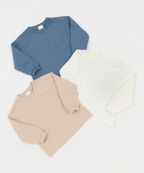 petit main(プティマイン)の「【& Re】厚天竺ポケットT(Tシャツ/カットソー・キッズ・アイボリー/ベージュ/ブルー/ライトグリーン/ラベンダー/チャコール・110cm/120cm/130cm/80cm/90cm/100cm)」の7枚目の写真