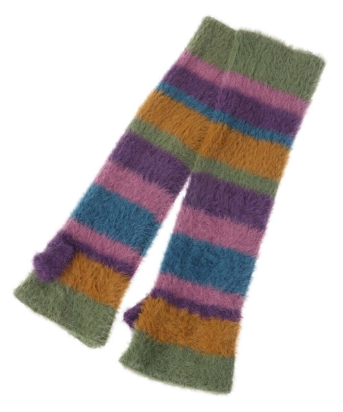 Jocomomola（ホコモモラ）の「フェイクファーアームウォーマー（手袋・レディース・グリーン/パープル・40）」の3枚目の写真