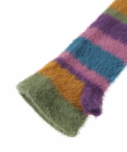 Jocomomola（ホコモモラ）の「フェイクファーアームウォーマー（手袋・レディース・グリーン/パープル・40）」の6枚目の写真