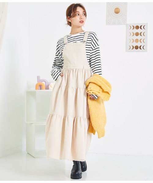 CHILLE(チル)の「ティアード ジャンパースカート(ワンピース・レディース・アイボリー/スミクロ・FREE)」の20枚目の写真