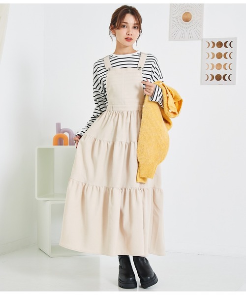 CHILLE(チル)の「ティアード ジャンパースカート(ワンピース・レディース・アイボリー/スミクロ・FREE)」の22枚目の写真