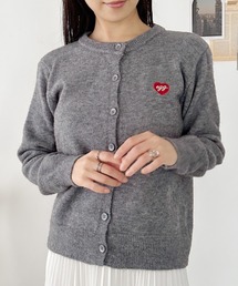 ワンポイントハート刺繍カーディガントップス