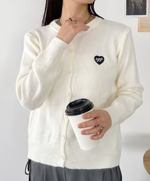 ワンポイントハート刺繍カーディガントップス