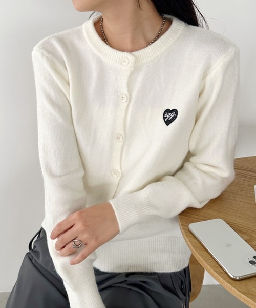 COMME des GARCONS グレー カーディガン ハート刺繍