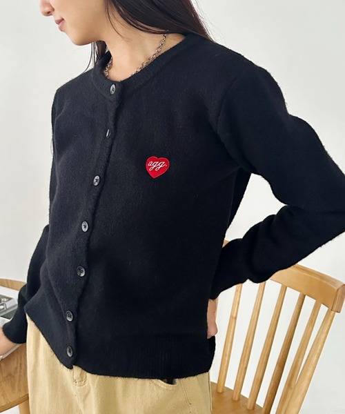 CLEA（クレア）の「ワンポイントハート刺繍カーディガントップス（カーディガン/ボレロ・レディース・ブラック/ピンクベージュ/ホワイト/グレー/ブルー・FREE）」の17枚目の写真