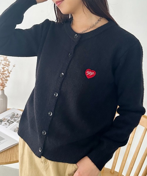 CLEA（クレア）の「ワンポイントハート刺繍カーディガントップス（カーディガン/ボレロ・レディース・ブラック/ピンクベージュ/ホワイト/グレー/ブルー・FREE）」の20枚目の写真