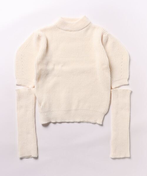 ibeul_（イベール）の「アームウォーマー付きニットトップス（ニット/セーター・レディース・ホワイト/ブラック/レッド・FREE）」の2枚目の写真