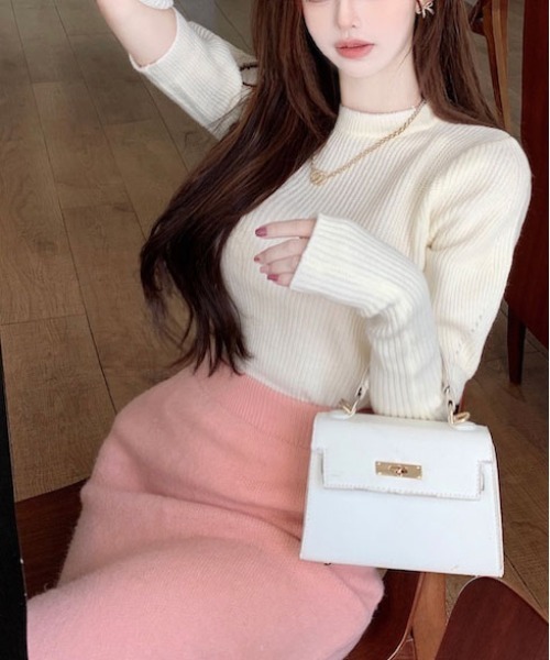 ibeul_（イベール）の「アームウォーマー付きニットトップス（ニット/セーター・レディース・ホワイト/ブラック/レッド・FREE）」の12枚目の写真