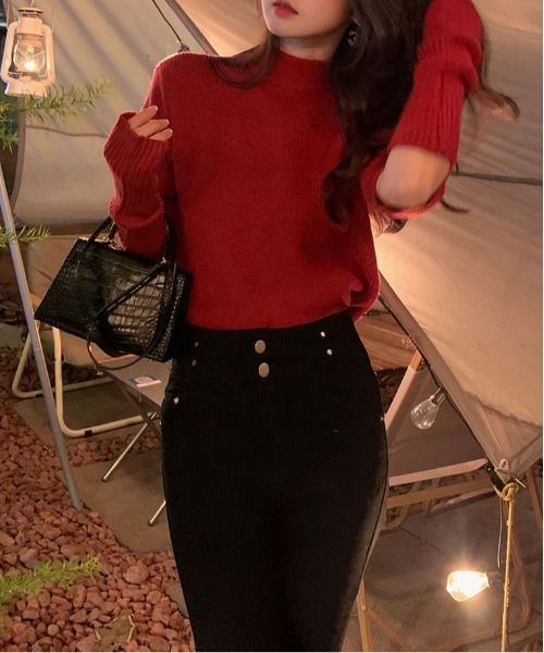 ibeul_（イベール）の「アームウォーマー付きニットトップス（ニット/セーター・レディース・ホワイト/ブラック/レッド・FREE）」の18枚目の写真