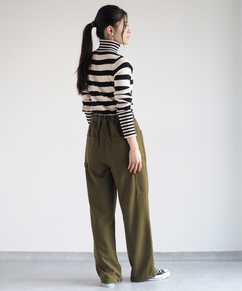cepo（セポ）の「ベルト付ツイルジャージイージーパンツ（その他パンツ・レディース・チャコール/オフホワイト/カーキ・M）」の13枚目の写真