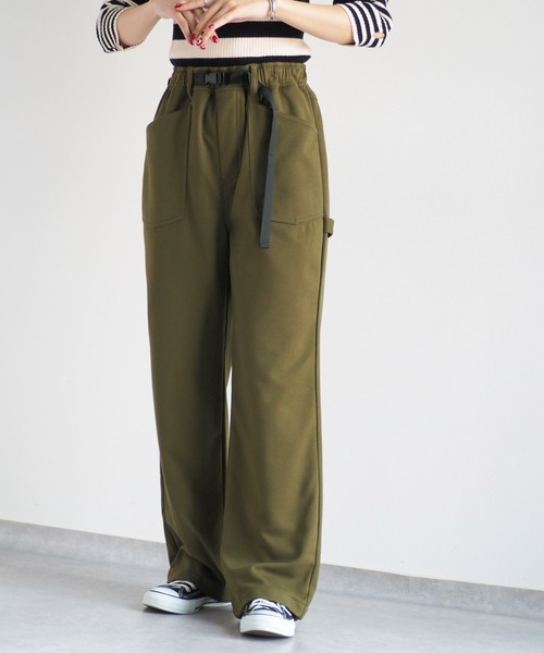 cepo（セポ）の「ベルト付ツイルジャージイージーパンツ（その他パンツ・レディース・チャコール/オフホワイト/カーキ・M）」の4枚目の写真