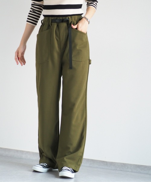 cepo（セポ）の「ベルト付ツイルジャージイージーパンツ（その他パンツ・レディース・チャコール/オフホワイト/カーキ・M）」の5枚目の写真