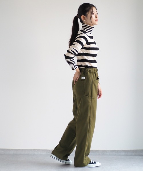 cepo（セポ）の「ベルト付ツイルジャージイージーパンツ（その他パンツ・レディース・チャコール/オフホワイト/カーキ・M）」の12枚目の写真