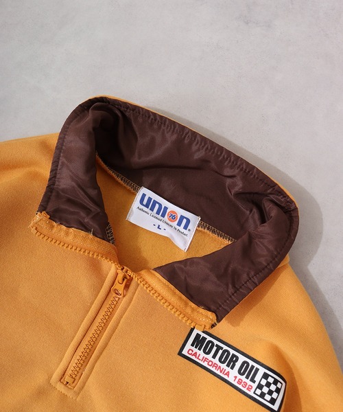 76Lubricants ストレッチ裏起毛 ハーフジップ スウェットシャツ