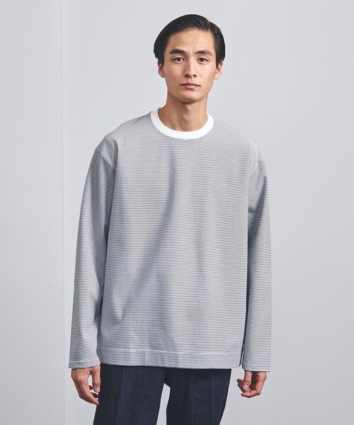 UNITED ARROWS(ユナイテッドアローズ)の「ポンチ ロングスリーブ ボーダーTシャツ -抗菌防臭-(Tシャツ/カットソー・メンズ・ブラック/ロイヤルブルー・XL/M/L/S)」の2枚目の写真