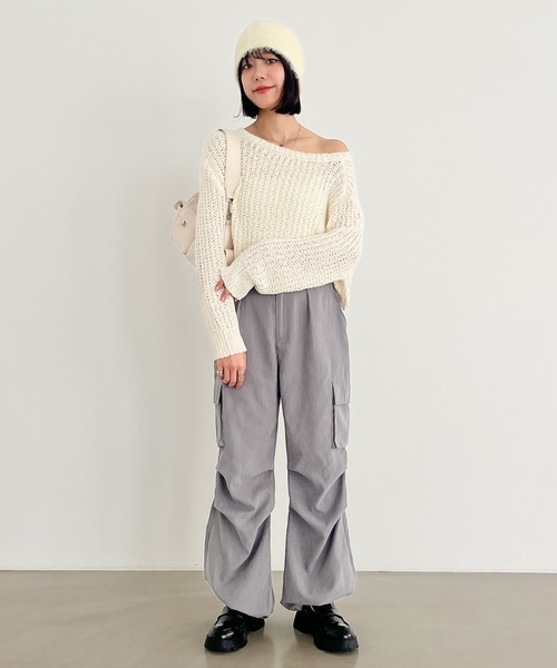 Heather（ヘザー）の「タックワイドカーゴパンツ　102320（カーゴパンツ・レディース・グレー/オフホワイト/ブラック・FREE）」の22枚目の写真