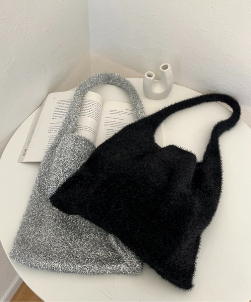 prose verse（プロズヴェール）の「ラメニットショルダーバッグ（トートバッグ・レディース・ブラック/シルバー・ﾌﾘ-）」の2枚目の写真