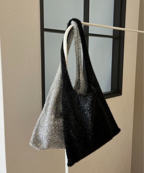 prose verse（プロズヴェール）の「ラメニットショルダーバッグ（トートバッグ・レディース・ブラック/シルバー・ﾌﾘ-）」の7枚目の写真