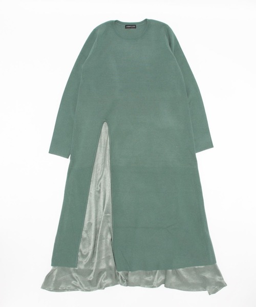 saloon(サルーン)の「SALOON(サルーン)/【AMBELLITE】 《セットアップ》スカート付きニットワンピース(ワンピース・レディース・グリーン/ブラック・FREE)」の9枚目の写真