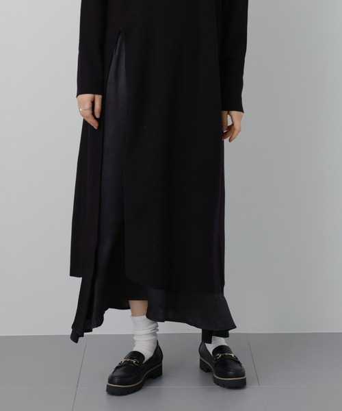 saloon(サルーン)の「SALOON(サルーン)/【AMBELLITE】 《セットアップ》スカート付きニットワンピース(ワンピース・レディース・グリーン/ブラック・FREE)」の16枚目の写真