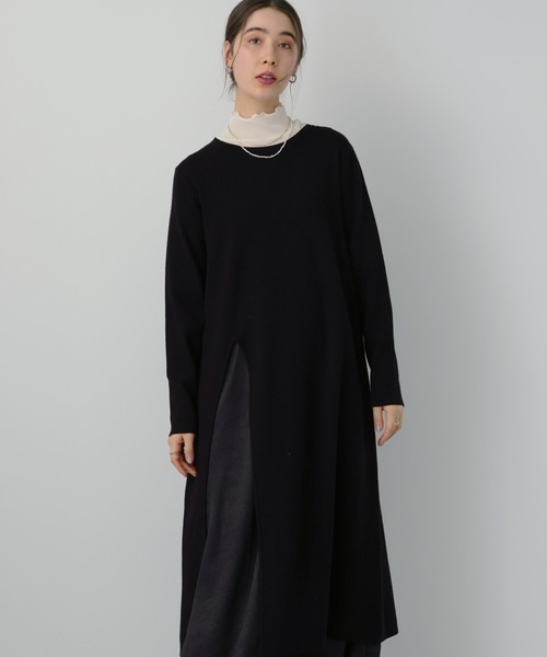 saloon(サルーン)の「SALOON(サルーン)/【AMBELLITE】 《セットアップ》スカート付きニットワンピース(ワンピース・レディース・グリーン/ブラック・FREE)」の15枚目の写真