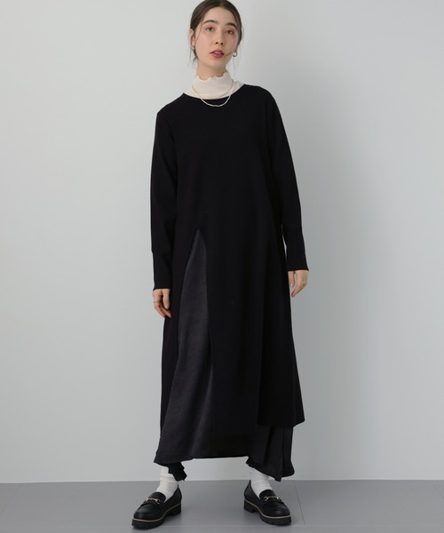 saloon(サルーン)の「SALOON(サルーン)/【AMBELLITE】 《セットアップ》スカート付きニットワンピース(ワンピース・レディース・グリーン/ブラック・FREE)」の14枚目の写真