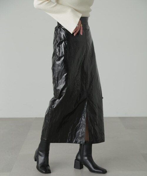 FREE'S MART(フリーズマート)の「◆箔プリントナロースカート(スカート・レディース・シルバー/ブラック・MEDIUM/SMALL)」の4枚目の写真