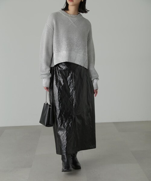 FREE'S MART(フリーズマート)の「◆箔プリントナロースカート(スカート・レディース・シルバー/ブラック・MEDIUM/SMALL)」の7枚目の写真