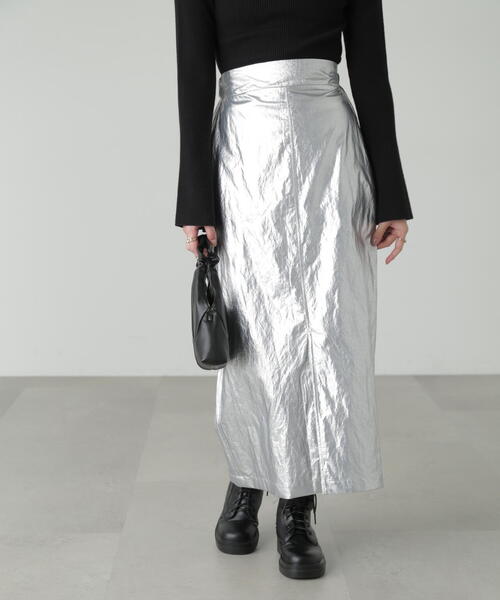 FREE'S MART(フリーズマート)の「◆箔プリントナロースカート(スカート・レディース・シルバー/ブラック・MEDIUM/SMALL)」の12枚目の写真