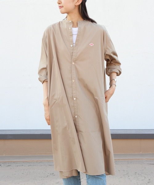 DANTON（ダントン）の「DANTON/ダントン　ワイドロングシャツ　WIDE LONG SHIRT　DT-B0230 HTC（シャツワンピース・レディース・ベージュ/サックスブルー・36）」の14枚目の写真