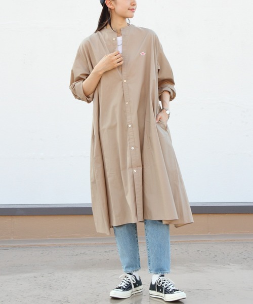 美品DANTON ダントン ロングシャツワンピース 36 キャメル DANTON（ダントン）の「DANTON/ダントン ワイドロングシャツ