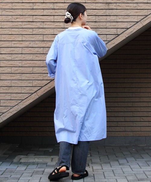 DANTON（ダントン）の「DANTON/ダントン　ワイドロングシャツ　WIDE LONG SHIRT　DT-B0230 HTC（シャツワンピース・レディース・ベージュ/サックスブルー・36）」の6枚目の写真