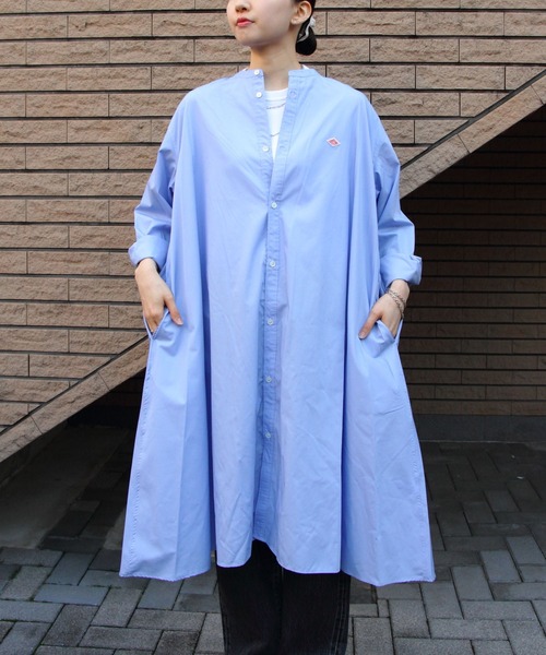 DANTON（ダントン）の「DANTON/ダントン　ワイドロングシャツ　WIDE LONG SHIRT　DT-B0230 HTC（シャツワンピース・レディース・ベージュ/サックスブルー・36）」の8枚目の写真