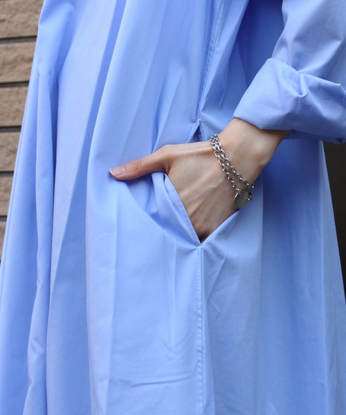 DANTON（ダントン）の「DANTON/ダントン　ワイドロングシャツ　WIDE LONG SHIRT　DT-B0230 HTC（シャツワンピース・レディース・ベージュ/サックスブルー・36）」の10枚目の写真