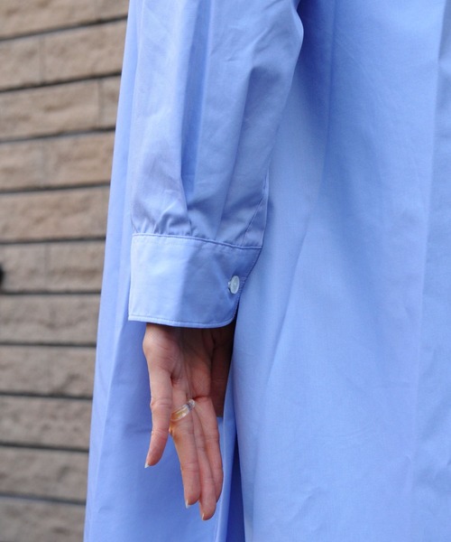 DANTON（ダントン）の「DANTON/ダントン　ワイドロングシャツ　WIDE LONG SHIRT　DT-B0230 HTC（シャツワンピース・レディース・ベージュ/サックスブルー・36）」の11枚目の写真