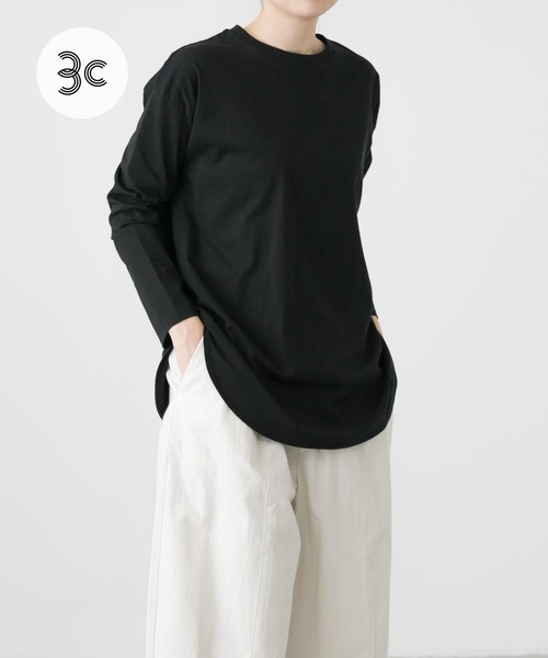 かぐれ(カグレ)の「オーガニックコットンラウンドカットソー(Tシャツ/カットソー・レディース・ブラック/オフホワイト・FREE)」の2枚目の写真