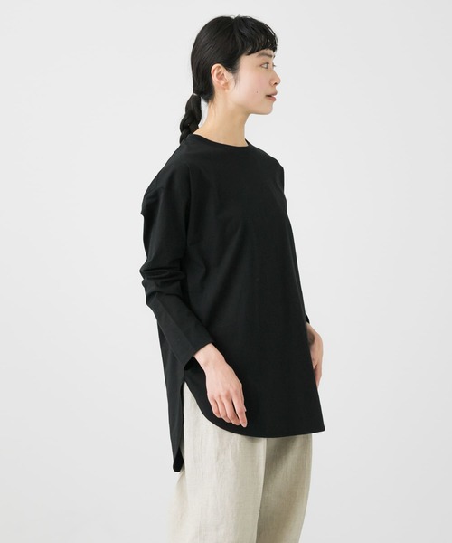 かぐれ(カグレ)の「オーガニックコットンラウンドカットソー(Tシャツ/カットソー・レディース・ブラック/オフホワイト・FREE)」の13枚目の写真