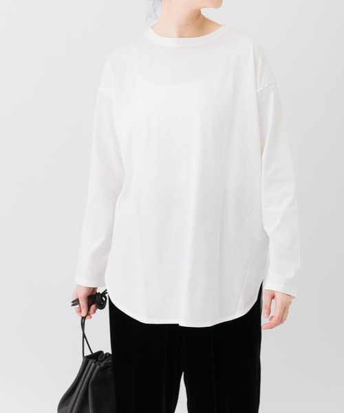 かぐれ(カグレ)の「オーガニックコットンラウンドカットソー(Tシャツ/カットソー・レディース・ブラック/オフホワイト・FREE)」の18枚目の写真