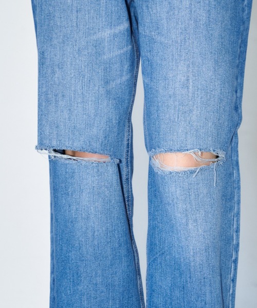 Auntie Rosa Holiday（アンティローザホリデー）の「スリットダメージストレートデニム / サイズ展開あり（デニムパンツ・レディース・ブルー/ライトブルー・X-SMALL/SMALL/MEDIUM）」の9枚目の写真