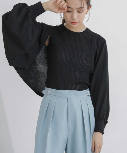 NANO universe（ナノユニバース）の「ボレロカーデ＆リブタンク アンサンブル（アンサンブル・レディース・ブラック/アイボリー/ベージュ・FREE）」の2枚目の写真