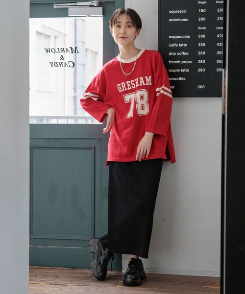 LOWRYS FARM（ローリーズファーム）の「ナンバリングTシャツ 107459（Tシャツ/カットソー・レディース・レッド/チャコールグレー/アイボリー・FREE）」の9枚目の写真