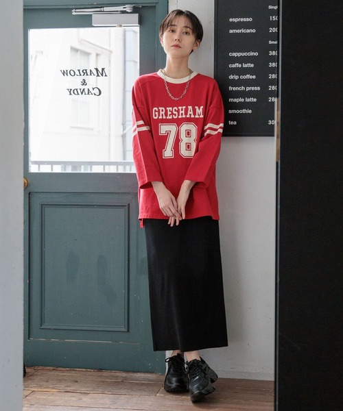 LOWRYS FARM（ローリーズファーム）の「ナンバリングTシャツ 107459（Tシャツ/カットソー・レディース・レッド/チャコールグレー/アイボリー・FREE）」の7枚目の写真